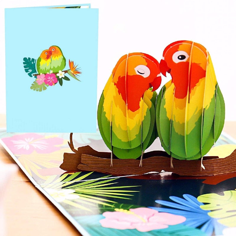 Liif Love Birds 3D Pop Up Anniversary Card for Wife, Husband, Couple, Valentines Day Card - Image 1